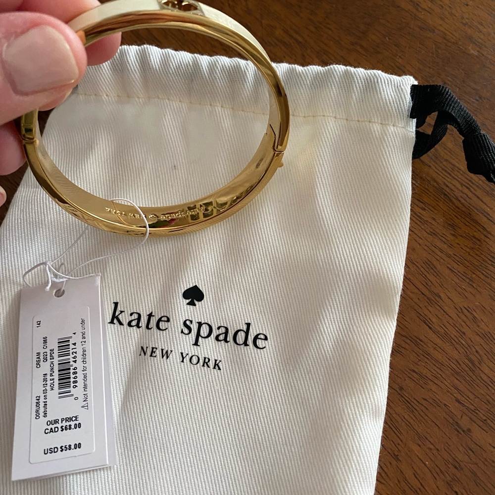 NWT Kate Spade Hole Punch Bangle (cream)